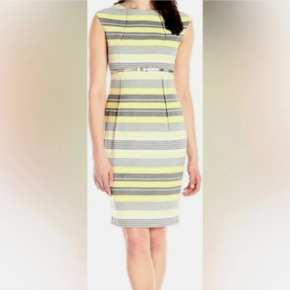 Calvin Klein Yellow and Black Striped Dress. Career. Normcore. Preppy.